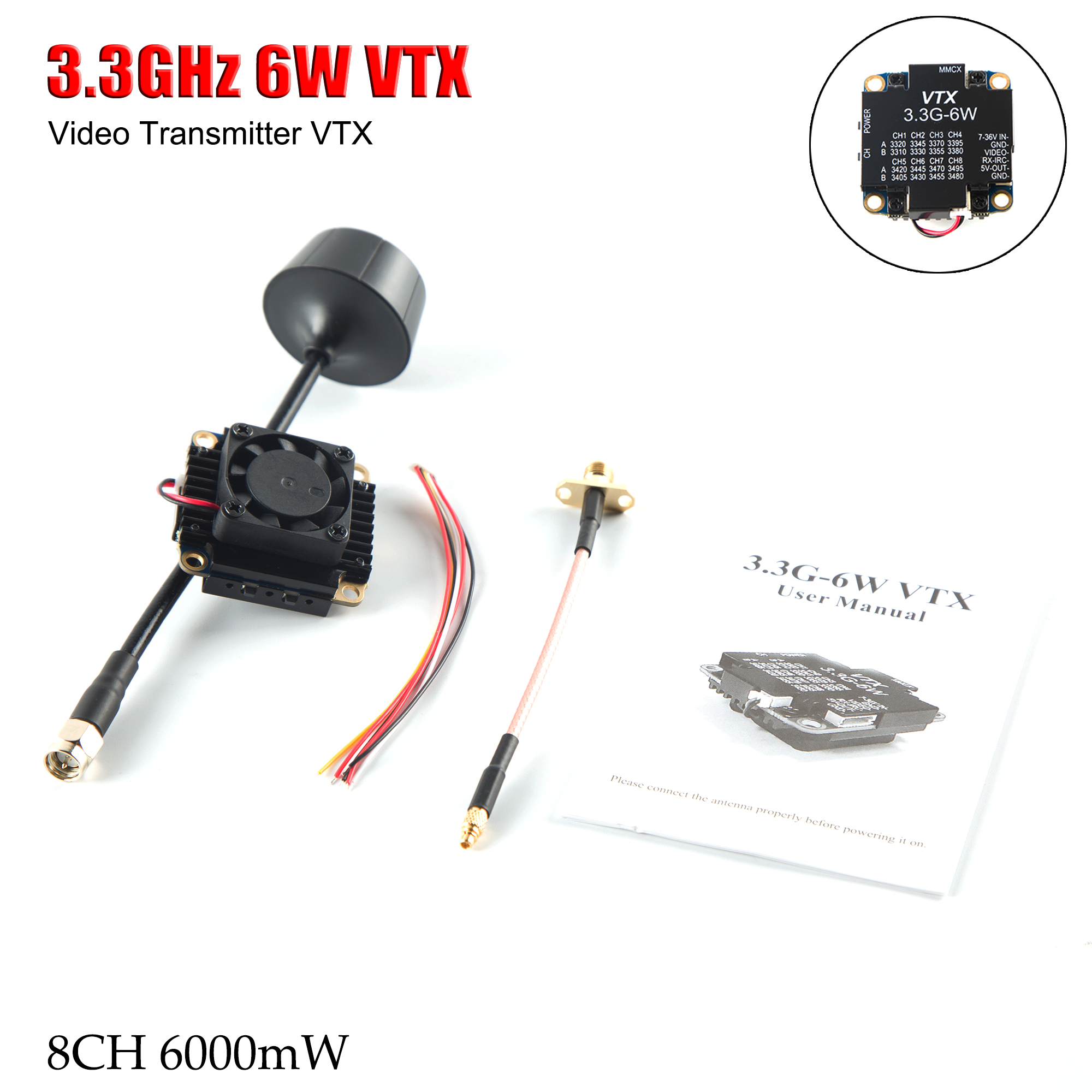 FPV Video Transmitter 3.3G 6W  - Drone Racing Vtx recension och pris
