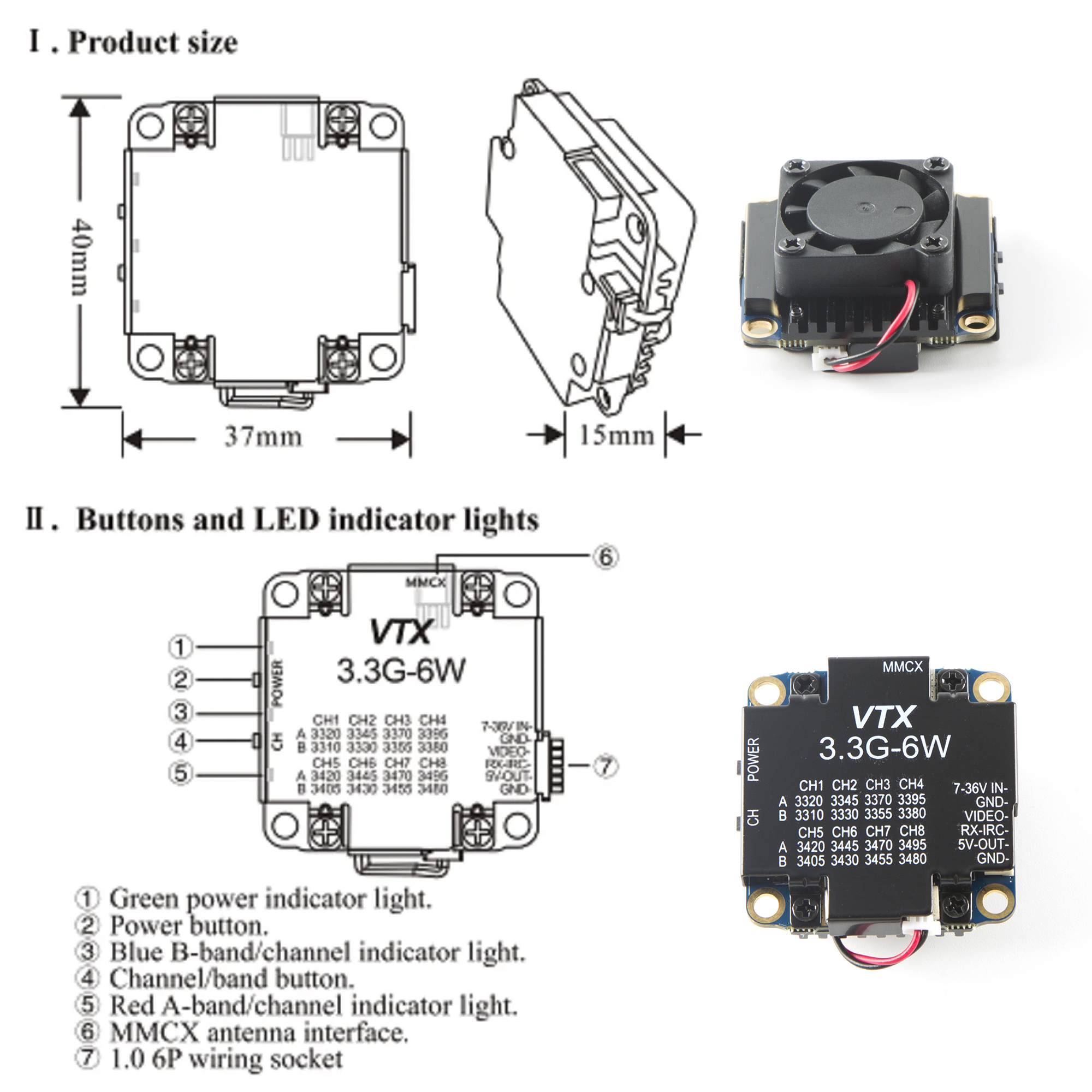 FPV Video Transmitter 3.3G 6W  - Drone Racing Vtx recension och pris